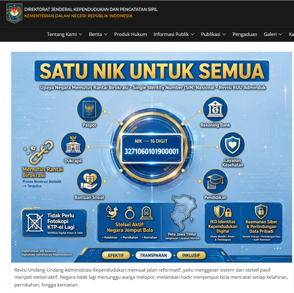 Satu NIK untuk Semua, Upaya Negara Memutus Rantai Birokrasi